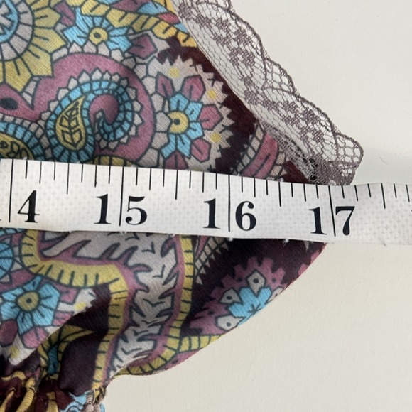 Free People Babydoll Dress Sz 10 Floral Silk Blend Paisley Boho Y2K Whimsy - Picture 9 of 12